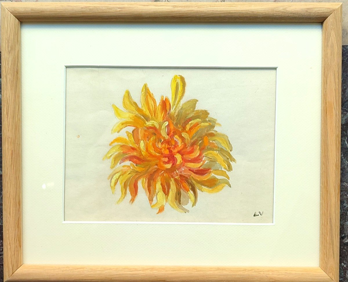 Louis Valtat. A Dahlia. Oil On Paper.-photo-2