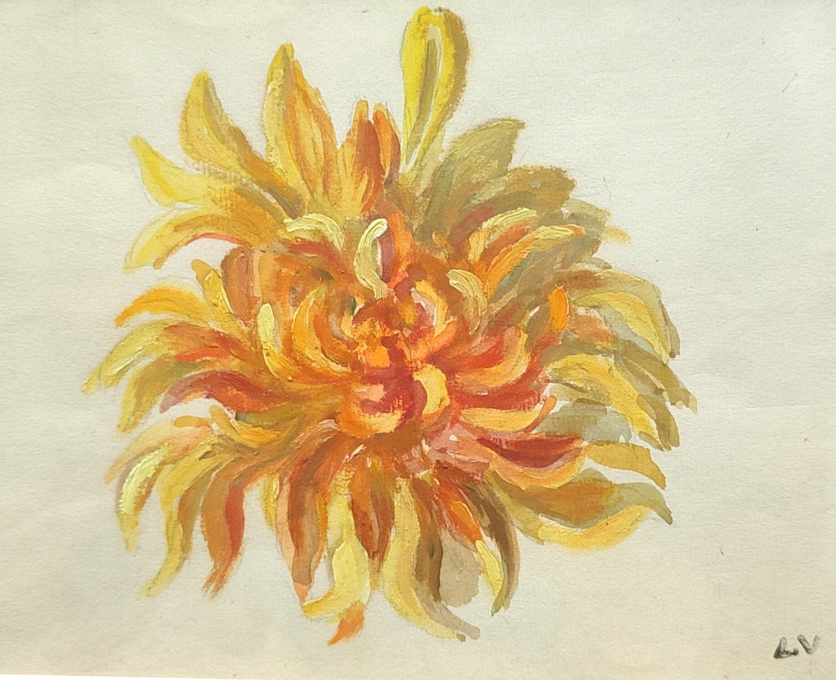 Louis Valtat. A Dahlia. Oil On Paper.-photo-3