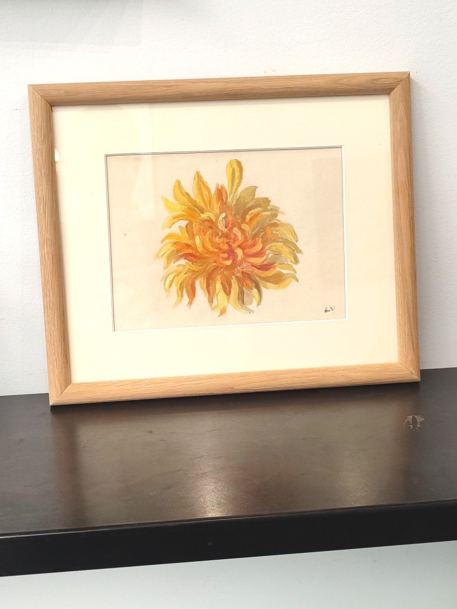 Louis Valtat. A Dahlia. Oil On Paper.-photo-1