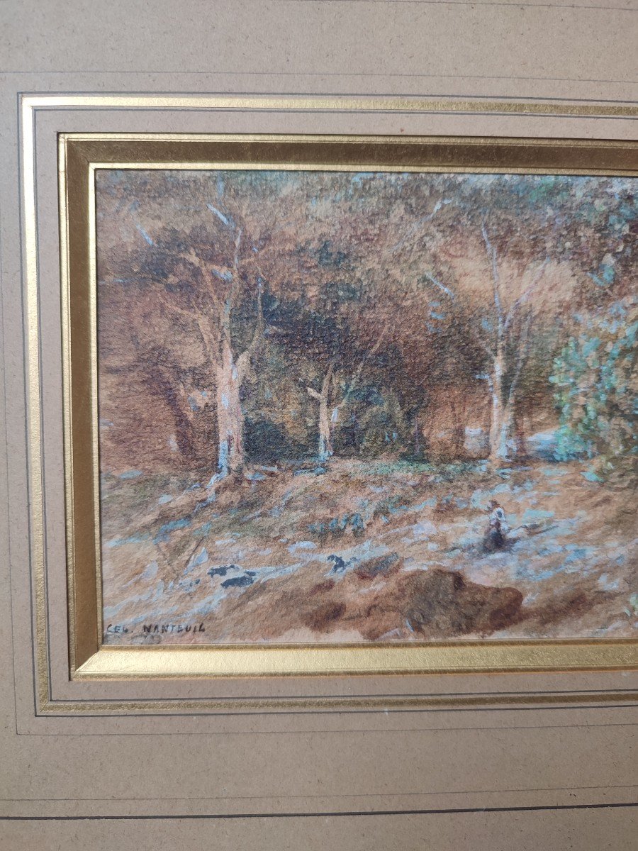 Paysage à Fontainebleau. Célestin Nanteuil vers 1850.-photo-3