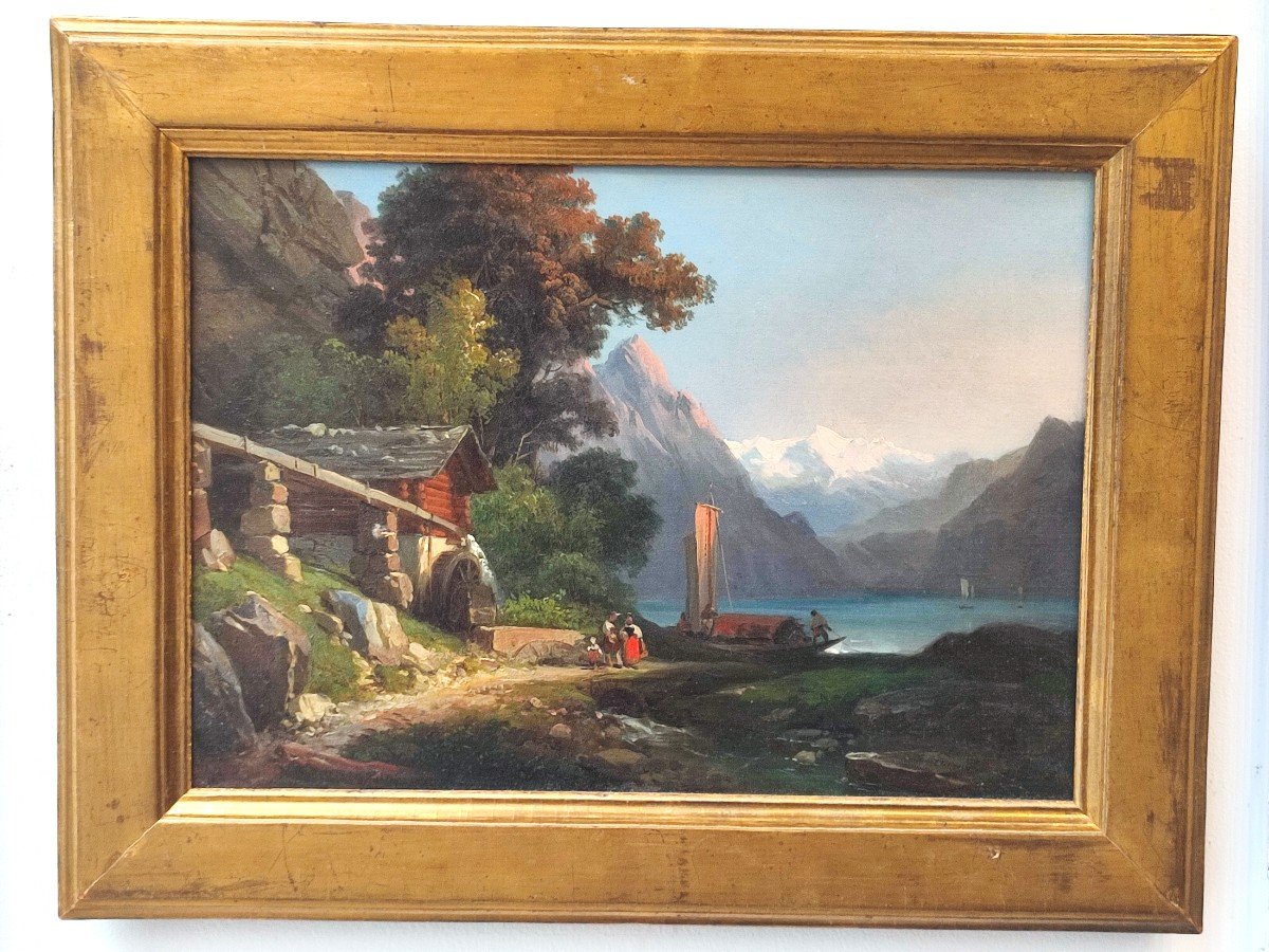 Jean Charles Remond. Paysage De Brienz, Canton De Berne, Suisse-photo-4