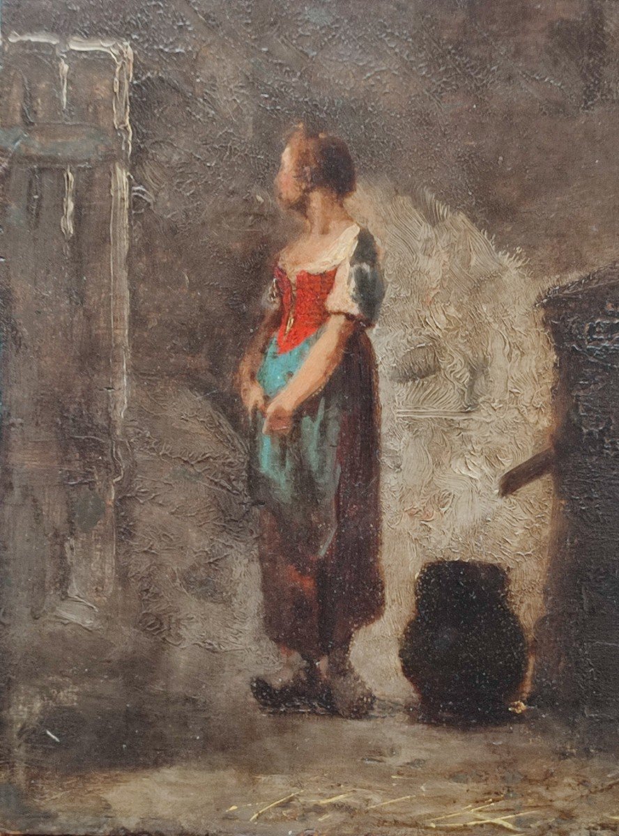 Young Peasant Woman At La Fontaine. -photo-1