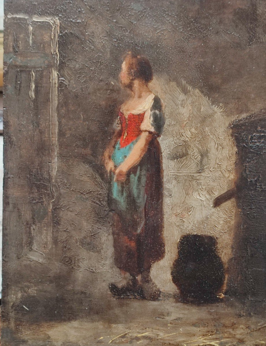 Young Peasant Woman At La Fontaine. 