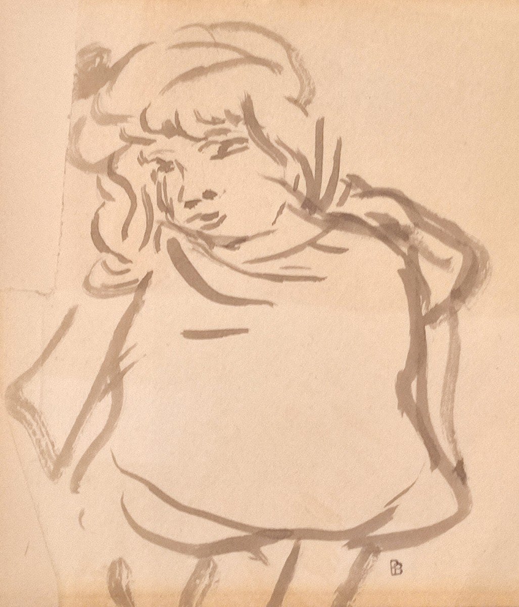 Pierre Bonnard. Petite fille de Paris. Dessin Vers 1890.-photo-2