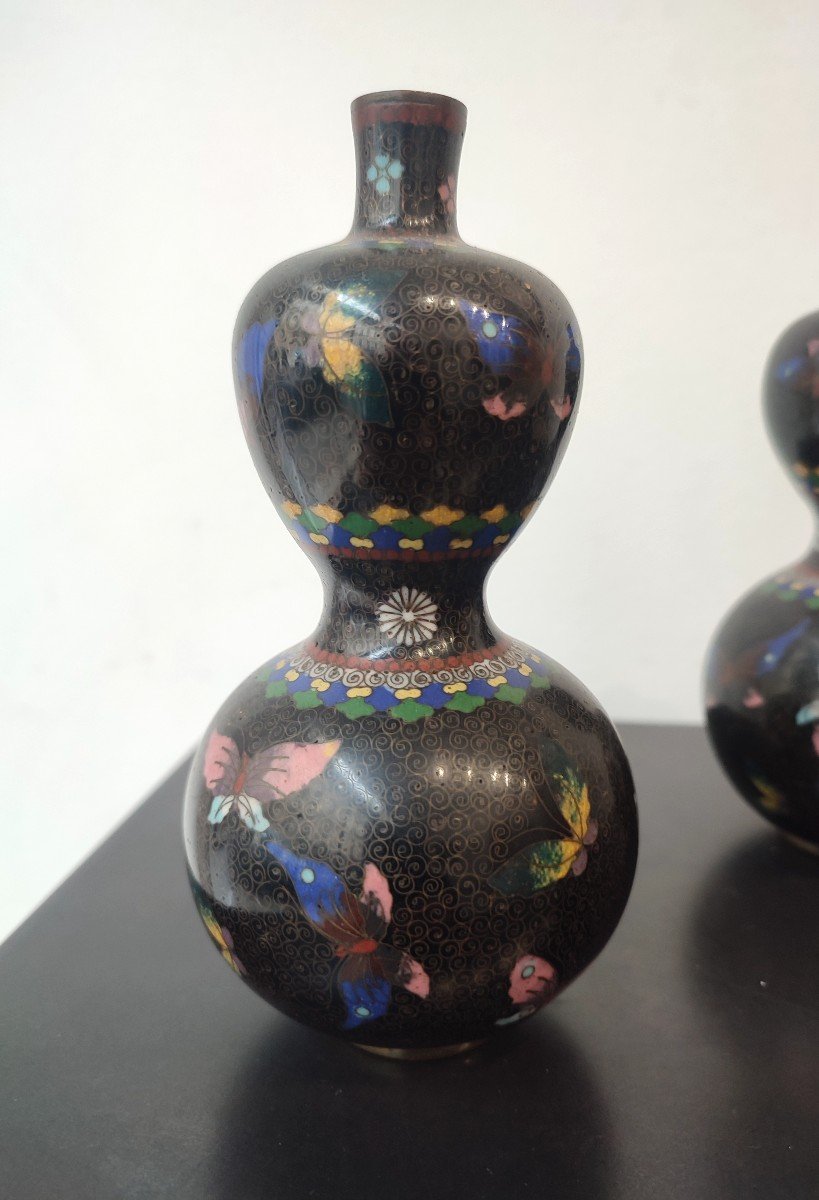 Chine 19 ème Siècle. Deux Petits Vases En Cloisonné -photo-4