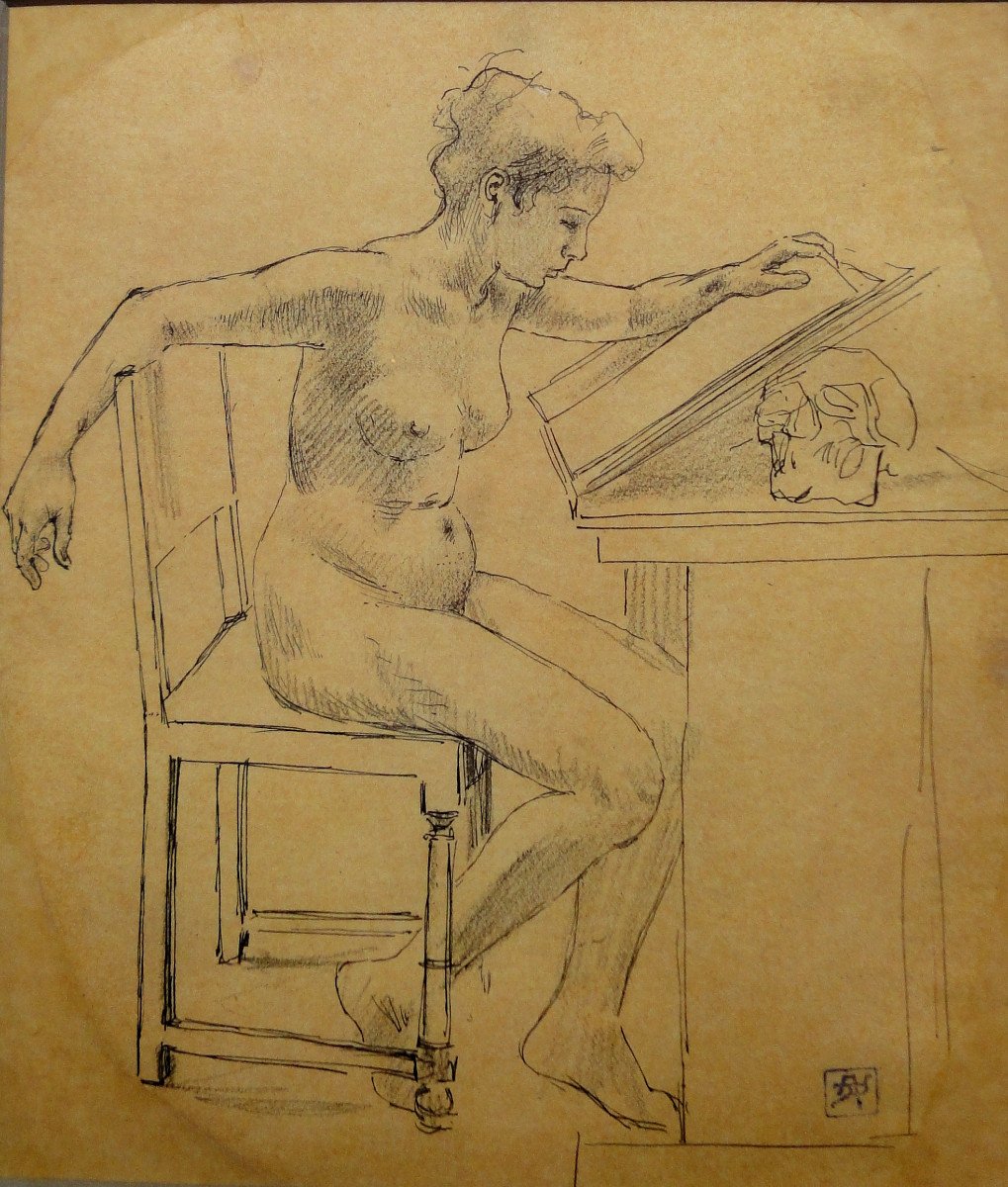 Armand Rassenfosse, Projet d'Ex-libris, Dessin De 1907
