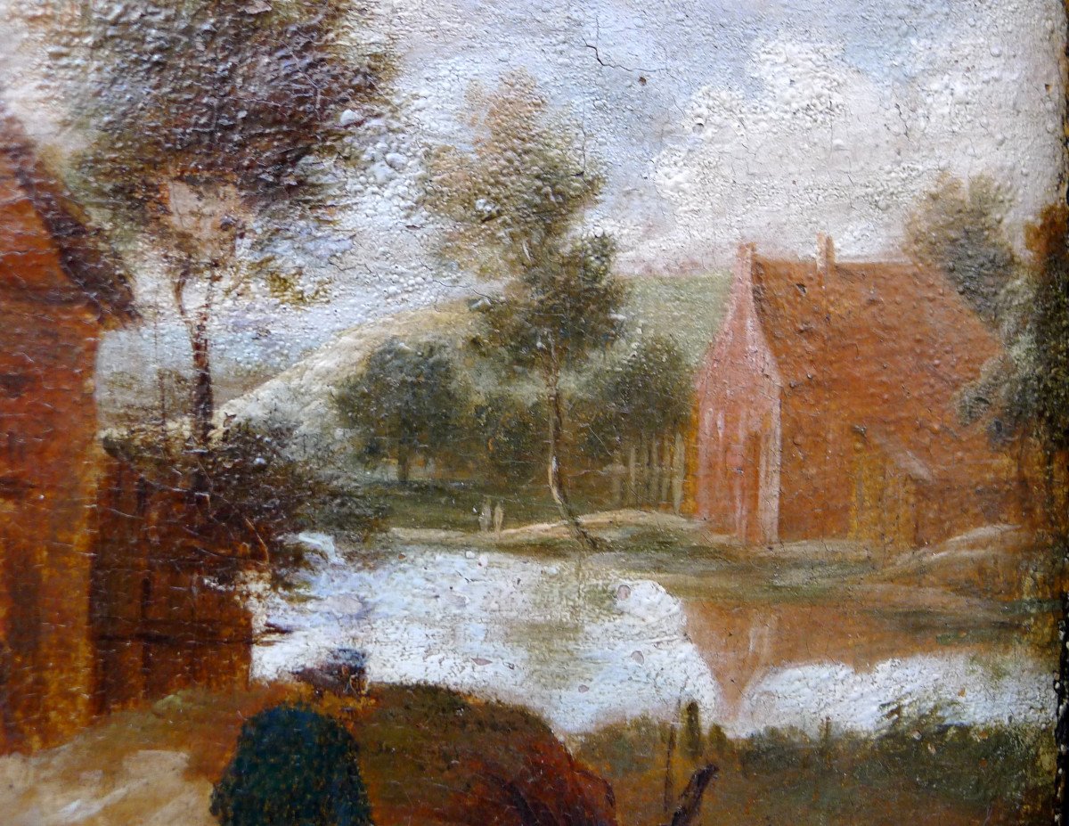 Village Scene, Flemish School Of The XVIIth Century-photo-3