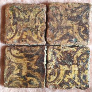 Four Tiles From The 15th Century.