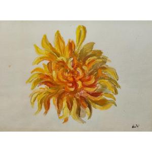 Louis Valtat. A Dahlia. Oil On Paper.