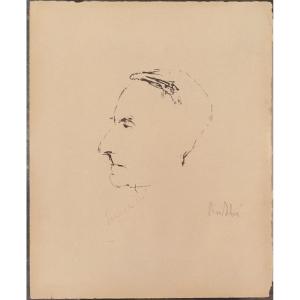 Olivier Debré. Portrait Of Robert Debré. Signed Lithograph 