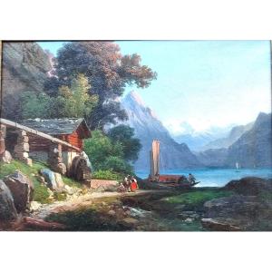 Jean Charles Remond. Paysage De Brienz, Canton De Berne, Suisse