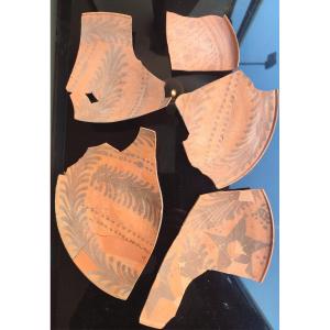 Five Fragments Of Nabataean Cups. 1st Century.