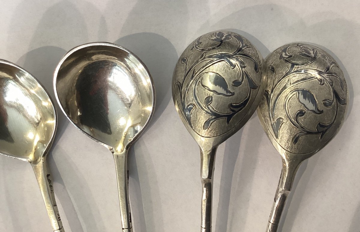 5 Spoons In Honeyed Silver - Hallmark 1855-photo-4