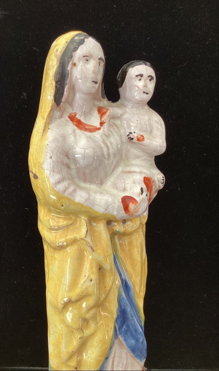 Vierge à l’Enfant en faïence époque XIXe-photo-4