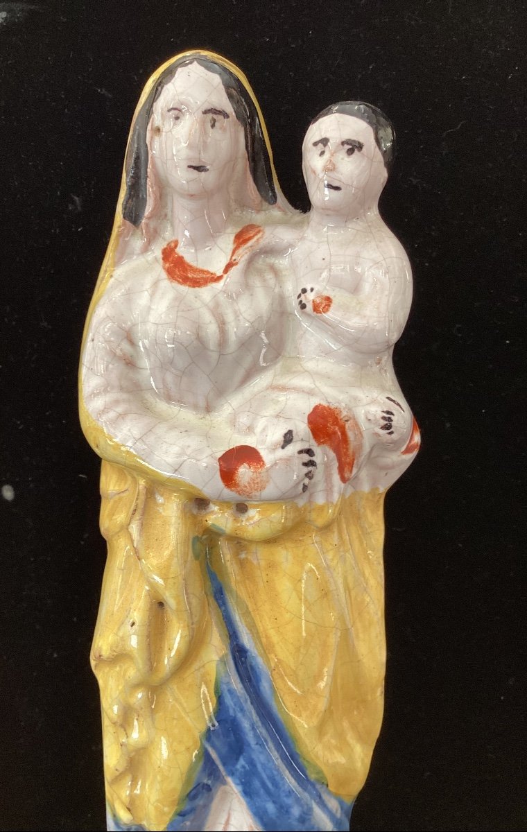 Vierge à l’Enfant en faïence époque XIXe-photo-4