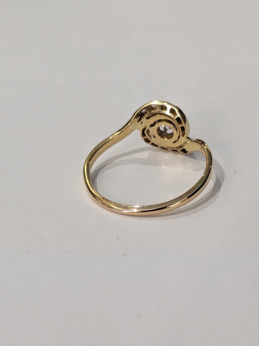 Small Swirl Ring In Yellow Gold, Platinum And Diamonds, 1900 Period-photo-5