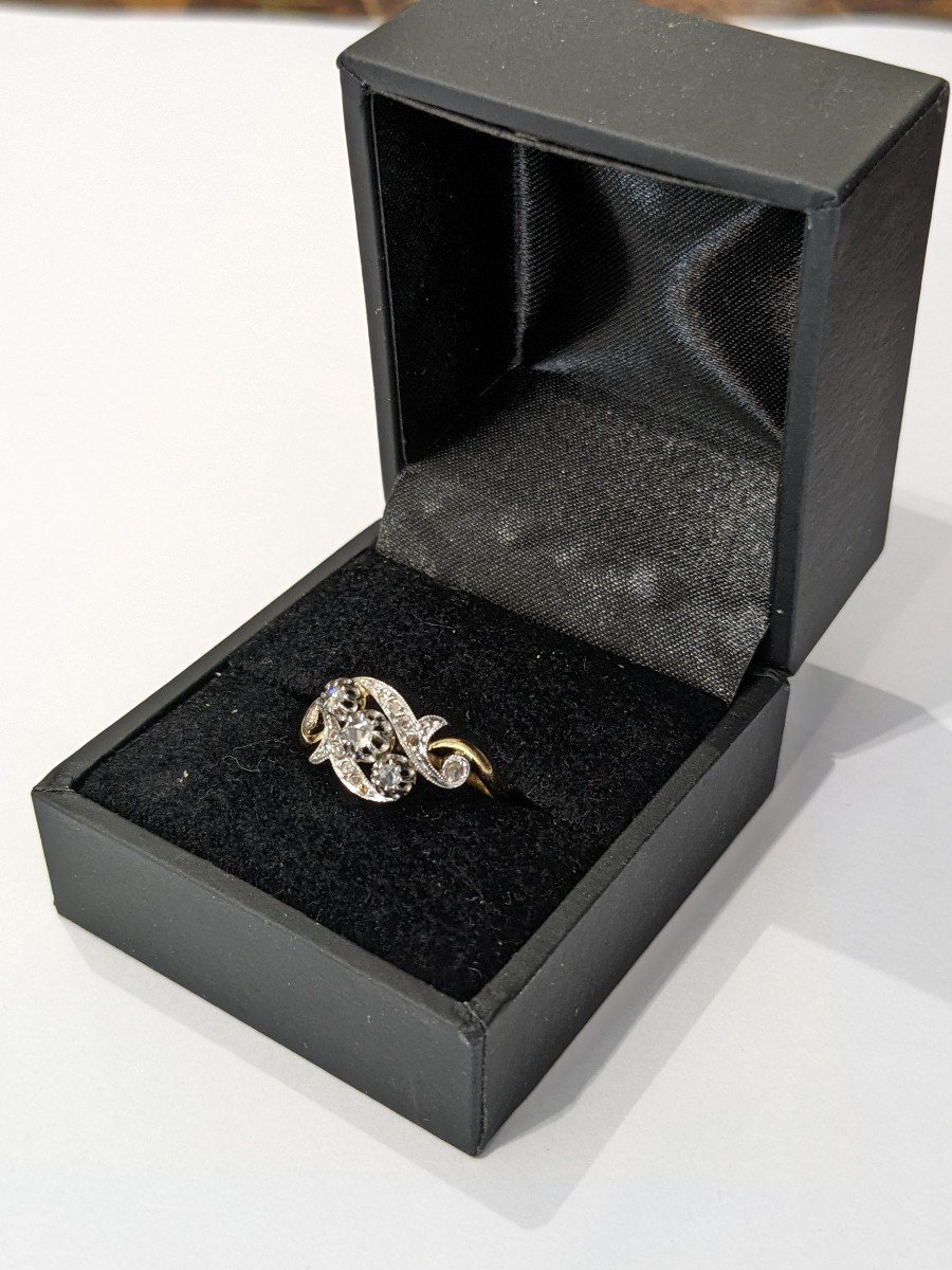 Small Ring In Yellow Gold, Platinum, Diamonds, 1900 Period-photo-4