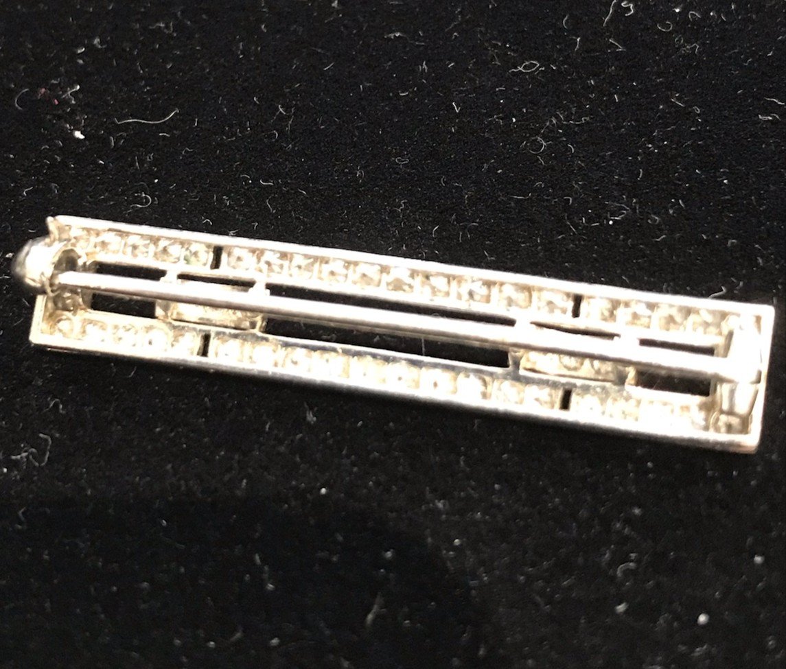 Barrette Brooch In Platinum And White Gold Set With Small Diamonds - Period 1925/1930-photo-3