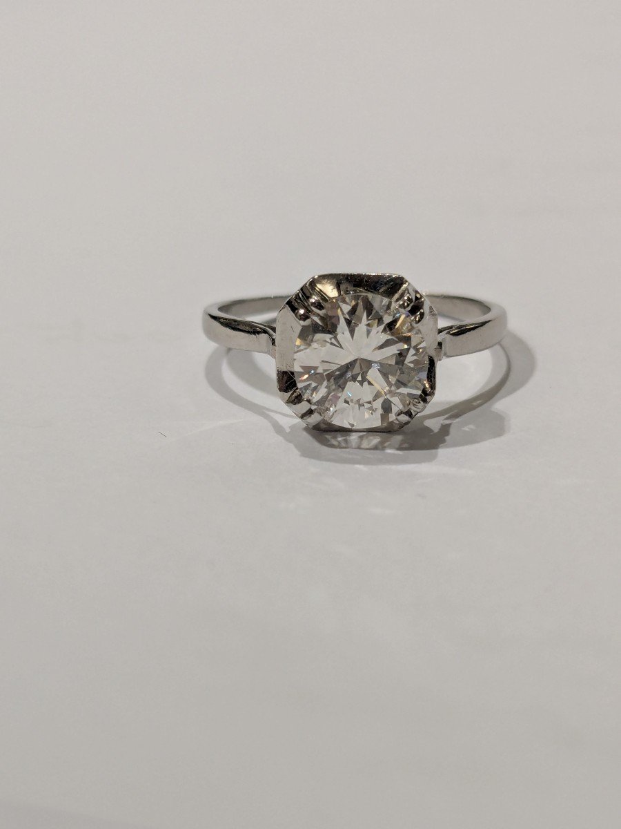 Platinum Solitaire Ring Set With A Brilliant-cut Diamond -photo-8