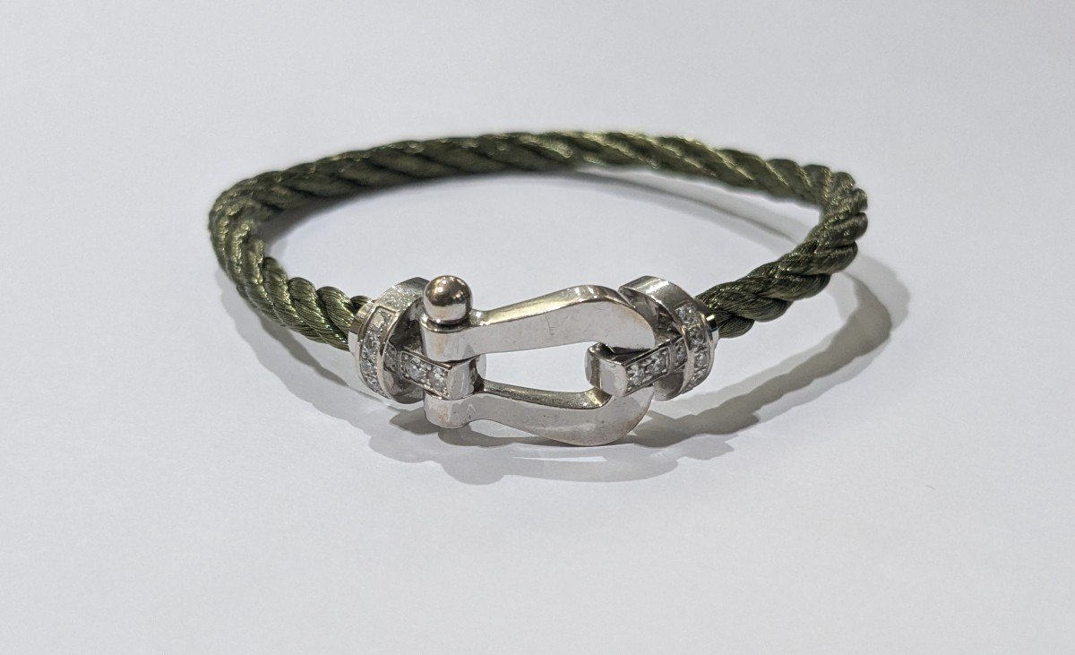 Fred - Handcuff Bracelet Force 10 Twisted Green Metal, Diamond Carabiner -photo-2