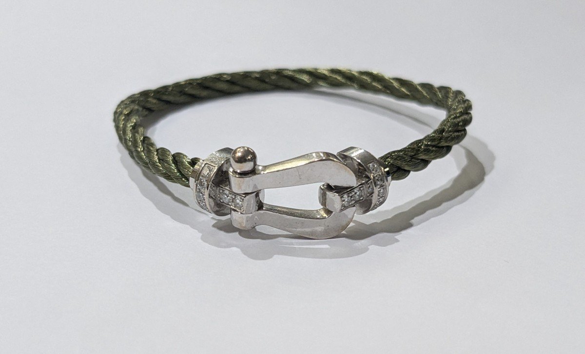 Fred - Handcuff Bracelet Force 10 Twisted Green Metal, Diamond Carabiner -photo-7