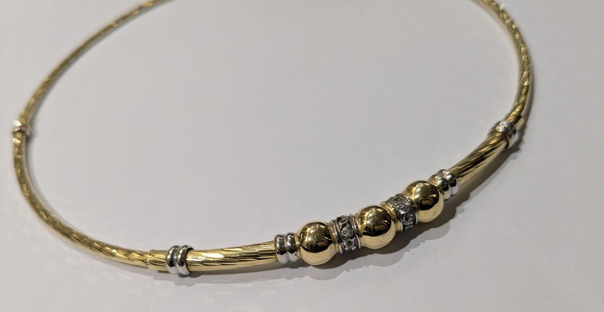 Torque Necklace In Yellow Gold And Diamonds -photo-2