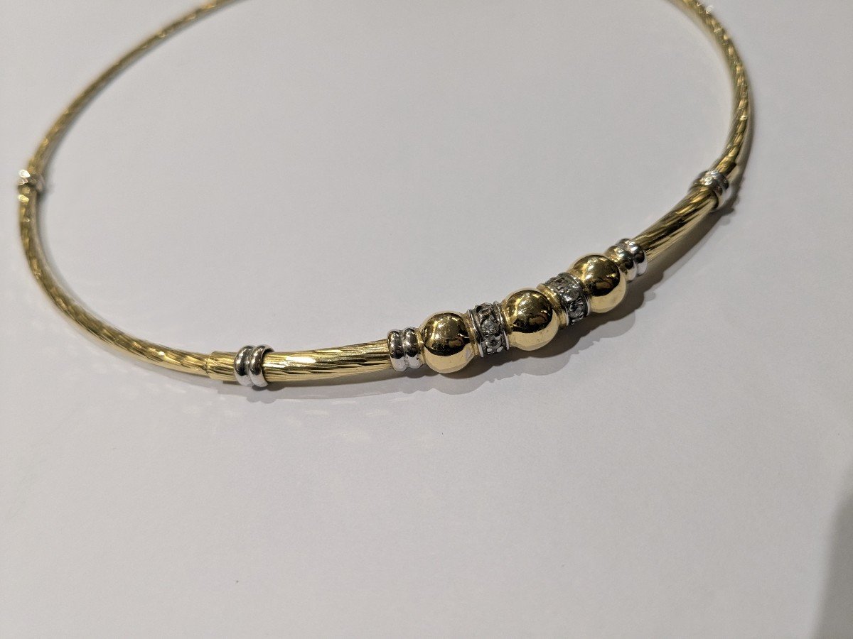 Torque Necklace In Yellow Gold And Diamonds -photo-1