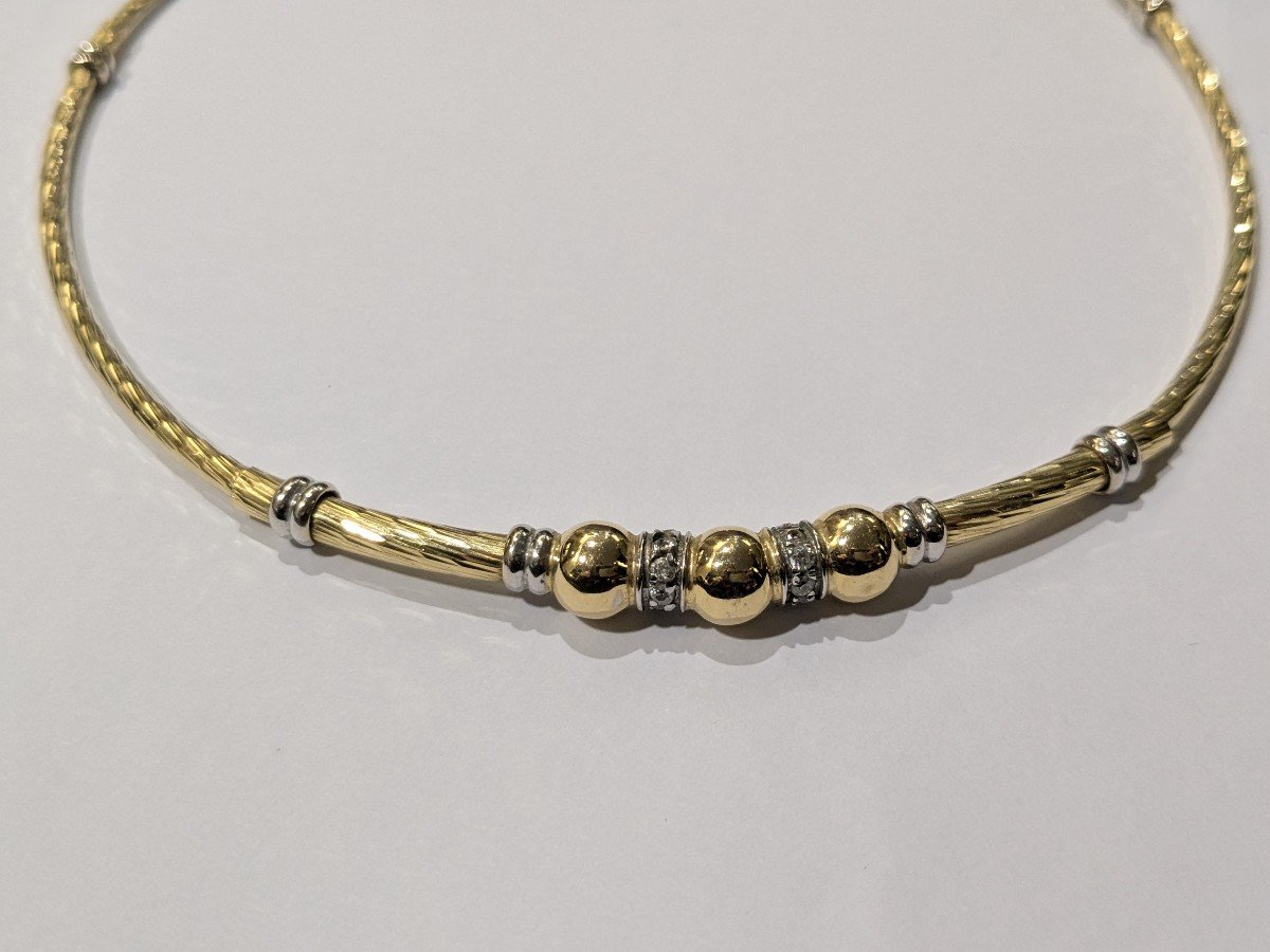 Torque Necklace In Yellow Gold And Diamonds -photo-3