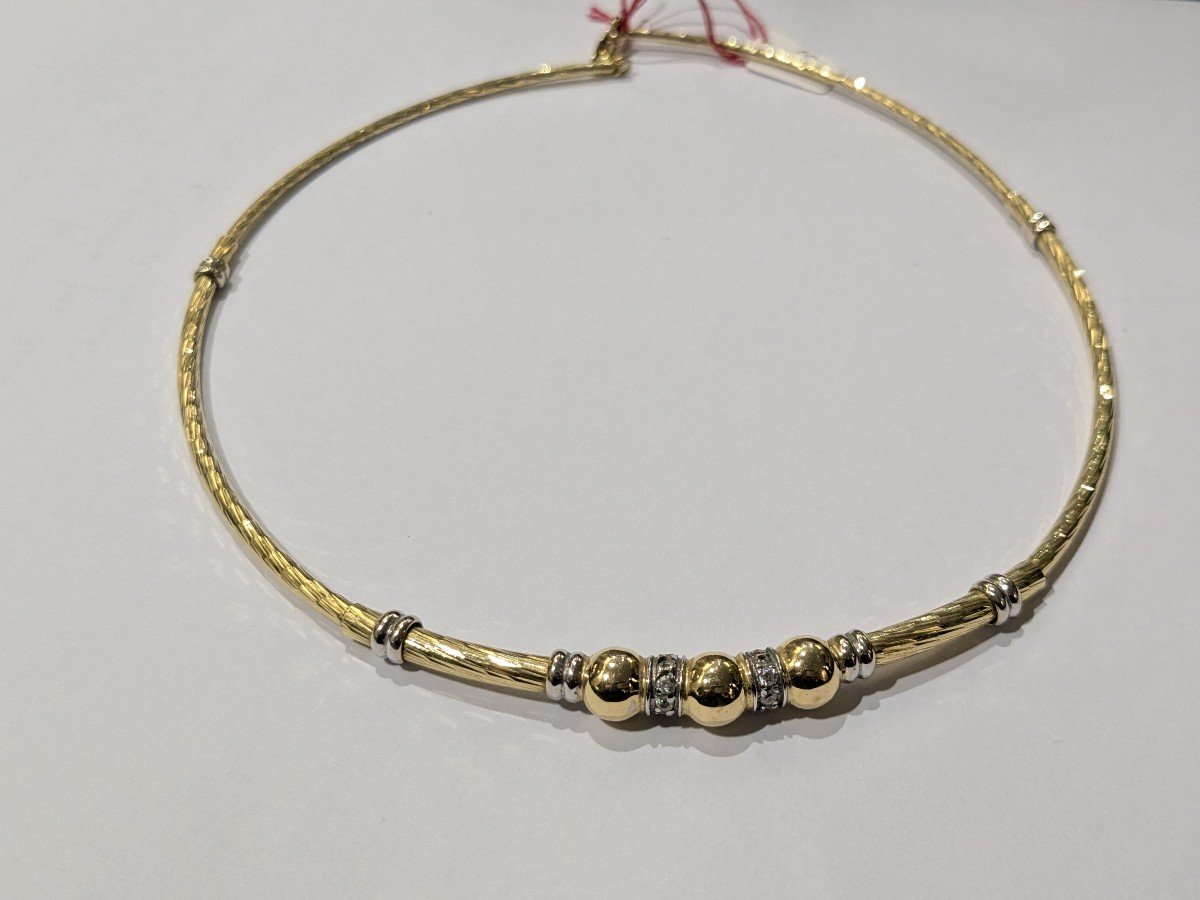 Torque Necklace In Yellow Gold And Diamonds -photo-4