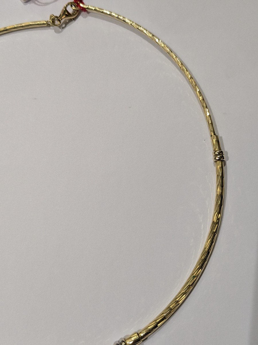 Torque Necklace In Yellow Gold And Diamonds -photo-5