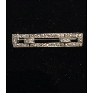 Barrette Brooch In Platinum And White Gold Set With Small Diamonds - Period 1925/1930