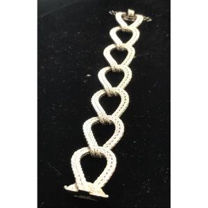 Bracelet With Large Links In Braided White Gold - Period 1940