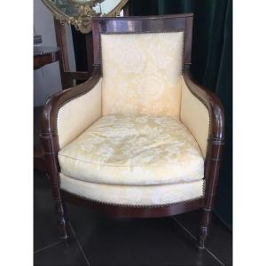 Mahogany Bergere In Mahogany, Restoration Period, Very Good Condition - Armchair / Seat