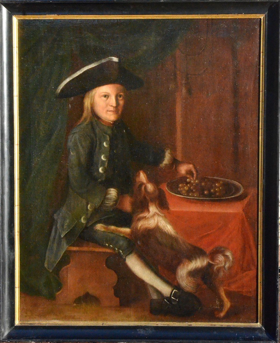 “young Man And His Dog.” Louis XV Period.