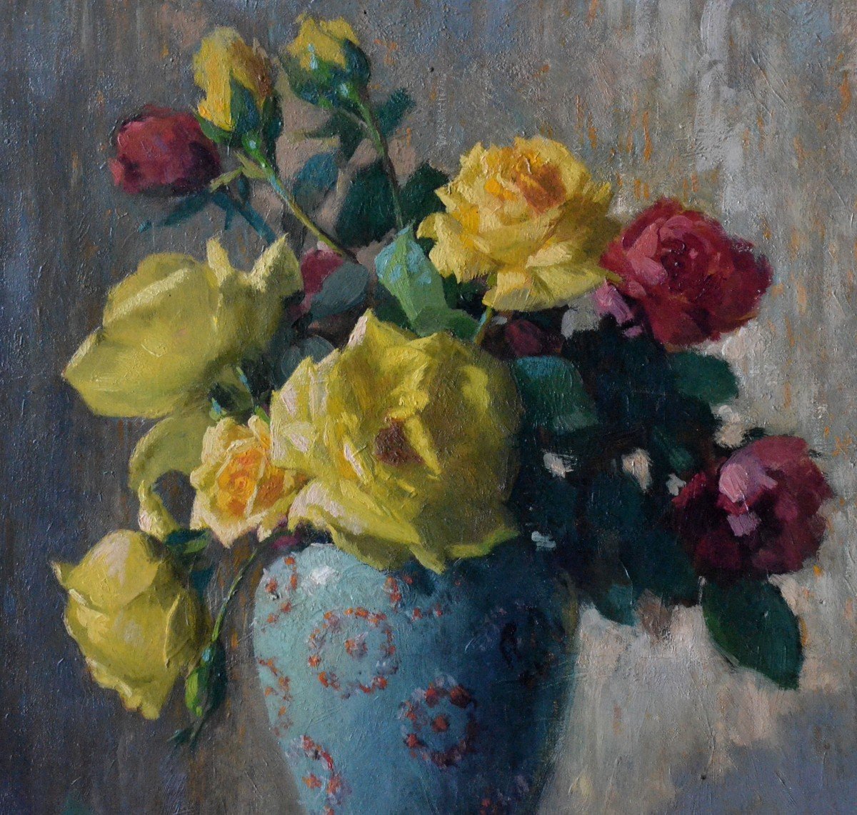 “vase Of Roses” Henry Kokken (1860 – 1941)-photo-3