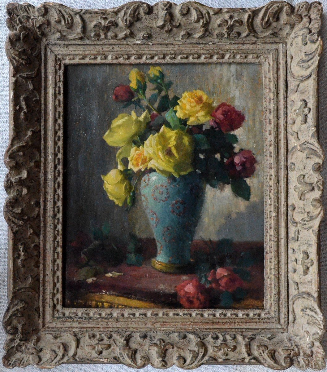 “vase Of Roses” Henry Kokken (1860 – 1941)