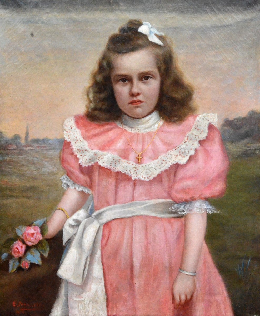 "little Girl In A Pink Dress" Edouard Créancier.