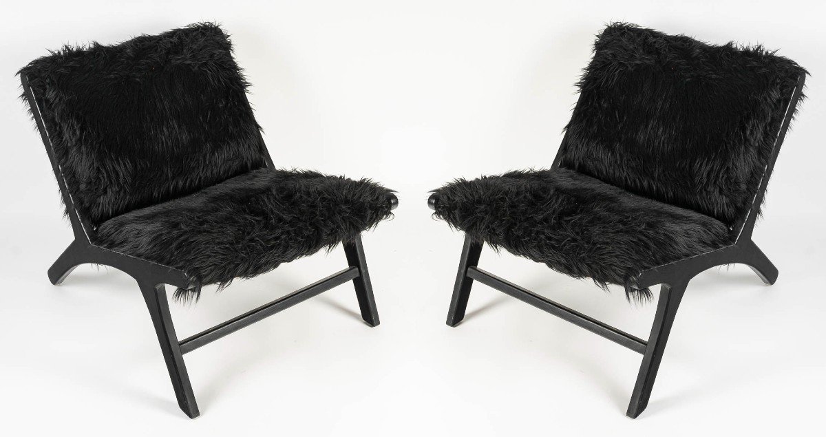 Pair Of Low Chairs By Olivier De Schrijver