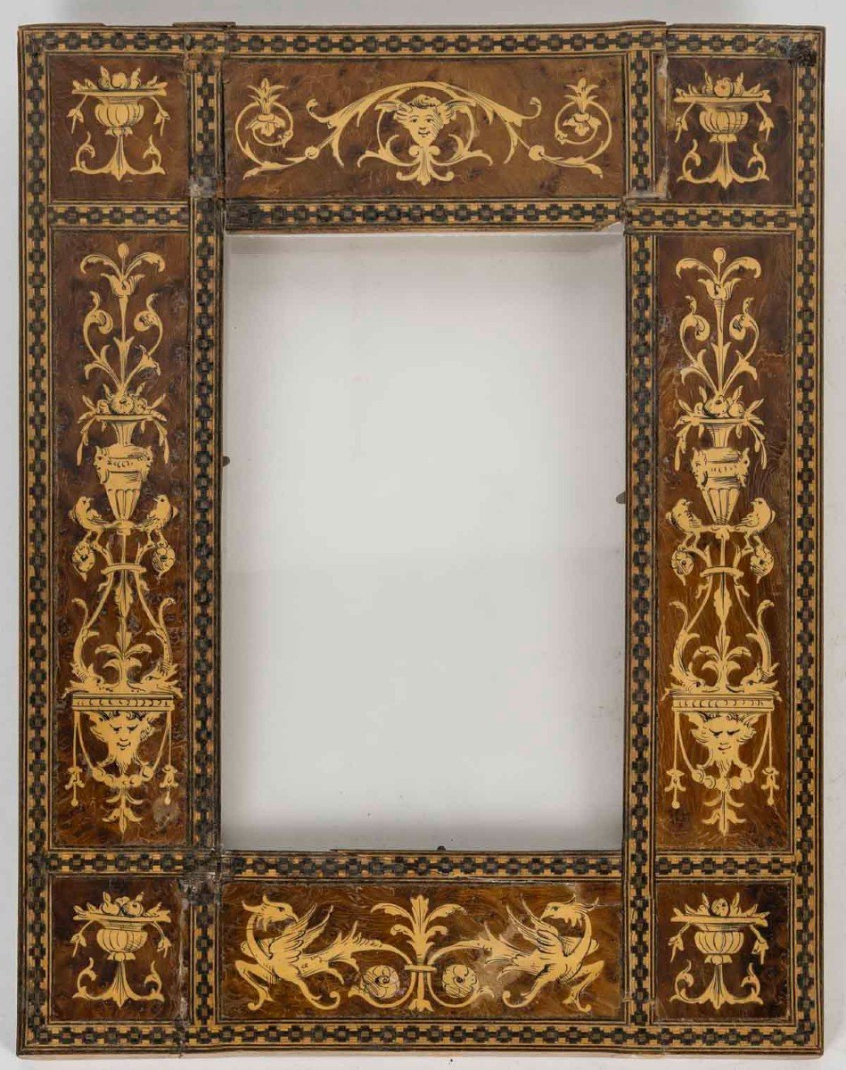 Frame In Wooden Marquetry From The 19th Century