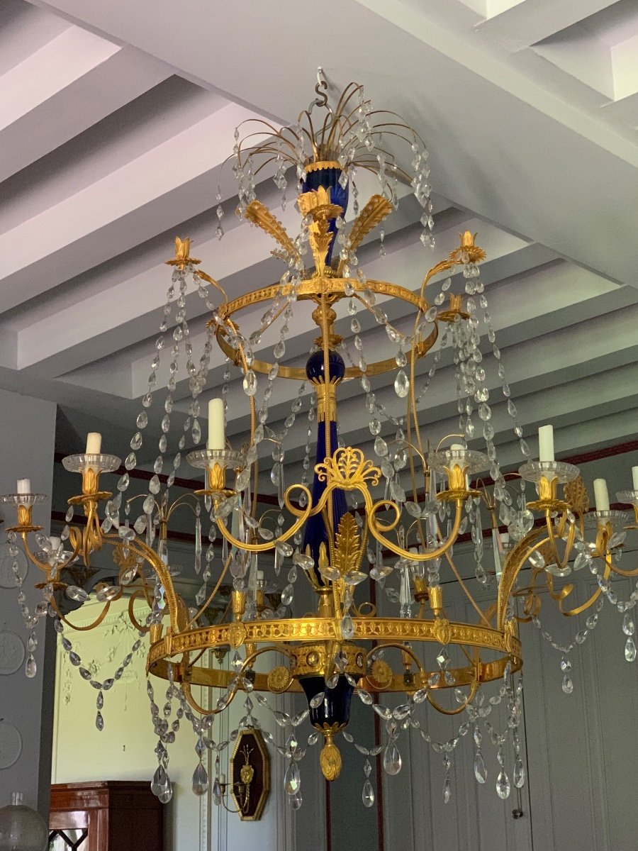 Large Chandelier Blue Ctystal, In Ostankino Palace’s Style 18 Lights-photo-2