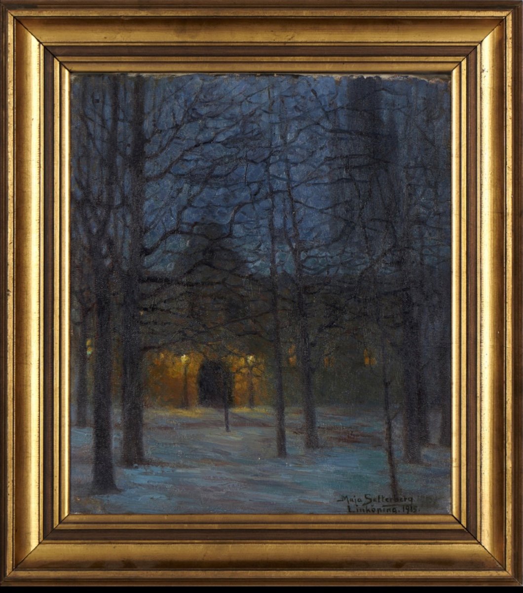 Winter Night, Maja Settelberg, 1915 Oil On Canvas-photo-2