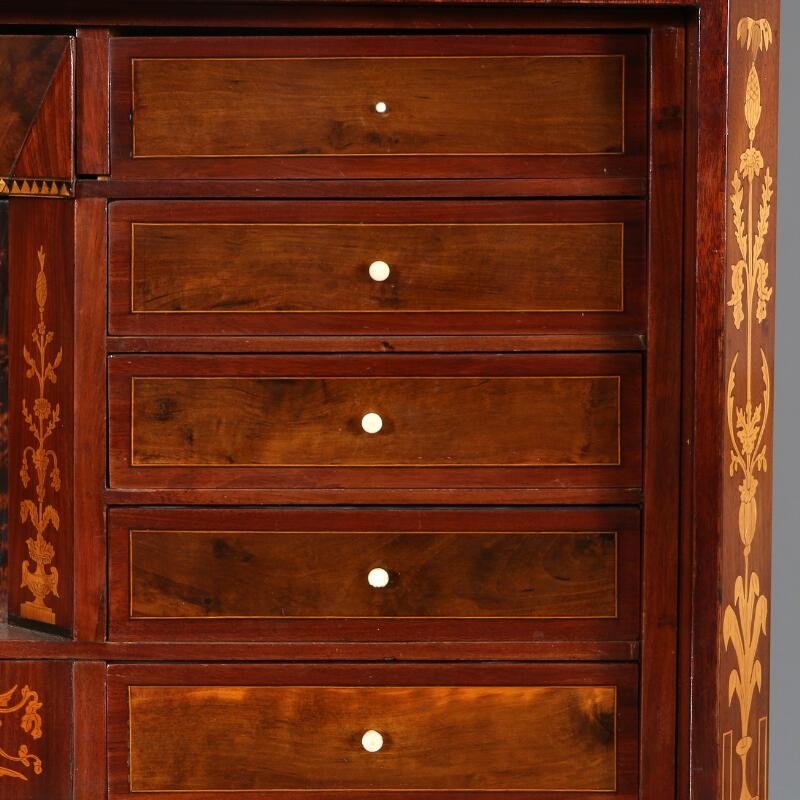 Architectural Secretair, Mahogany And Birch, Balticum, Early 19th Cent. -photo-3