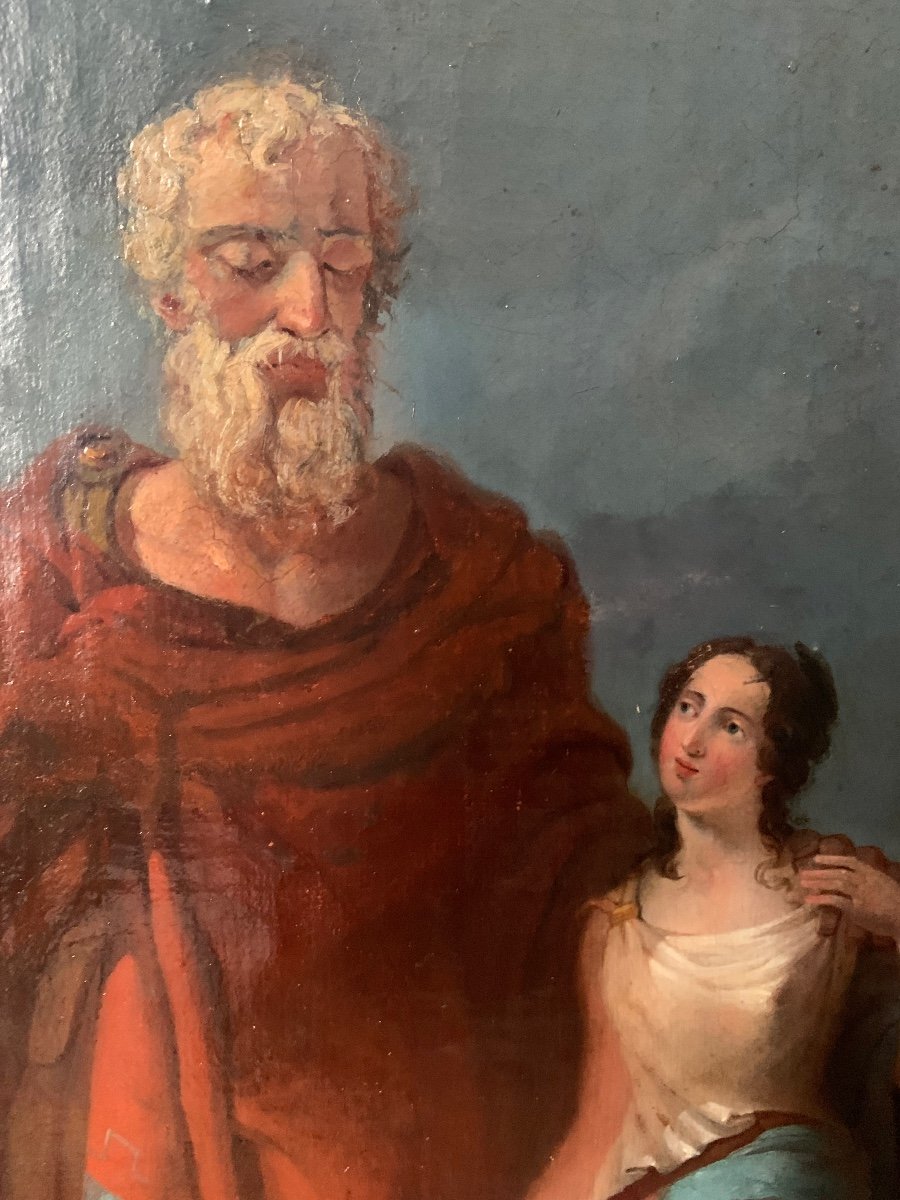 Oedipus And Antigone, O/l Probable Sketch Of A Masterpiece By P .g.  Wickenberg, Swedish Sc. -photo-3