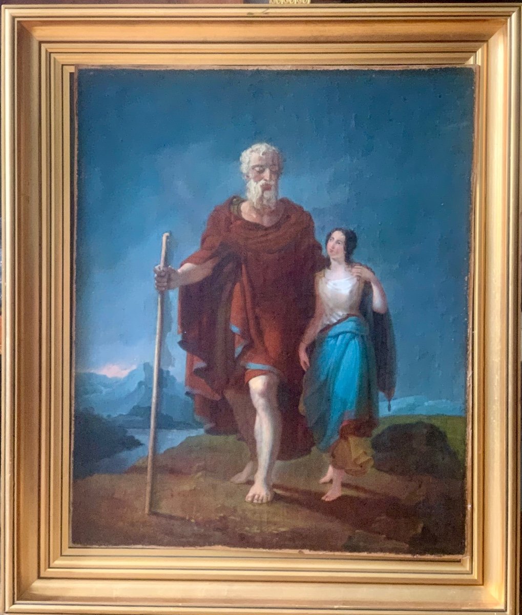 Oedipe et Antigone, Hst, Esquisse probable d’un Chef-d’œuvre de P. G. Wickenberg , ec Suédoise 