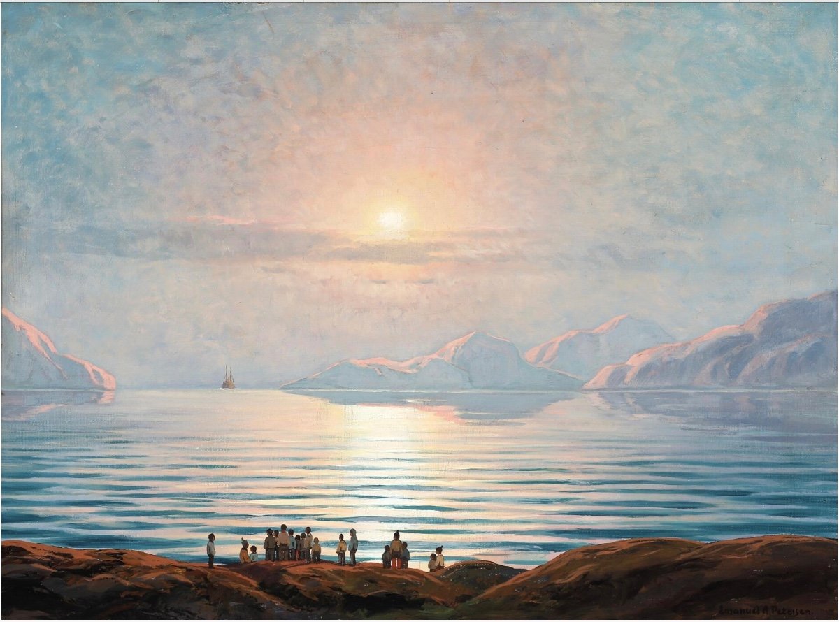 Emerveillement au Soleil de Minut à Ilulissat, Groenland ,, Hst, E. A. Petersen