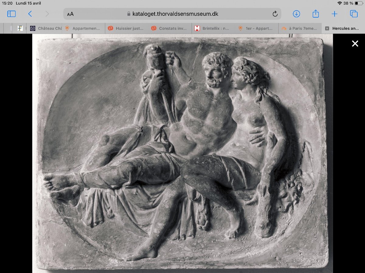 “hercules And Omphale”, Plaster Bas-relief, Mold From The  Original From Thorvaldsen Museum,-photo-3