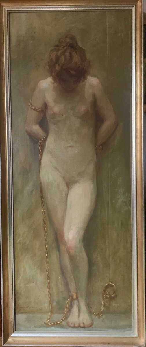 “andromeda  Chained“ , Oil On Linen , Sign. Robert Schiff,  Austrian School. 