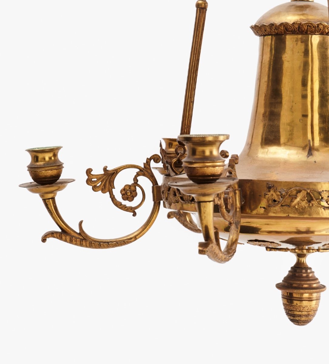 Empire Chandelier Gilt Bronze With Grape Motives , 6 Lights, Sweden Early 19th Century -photo-3