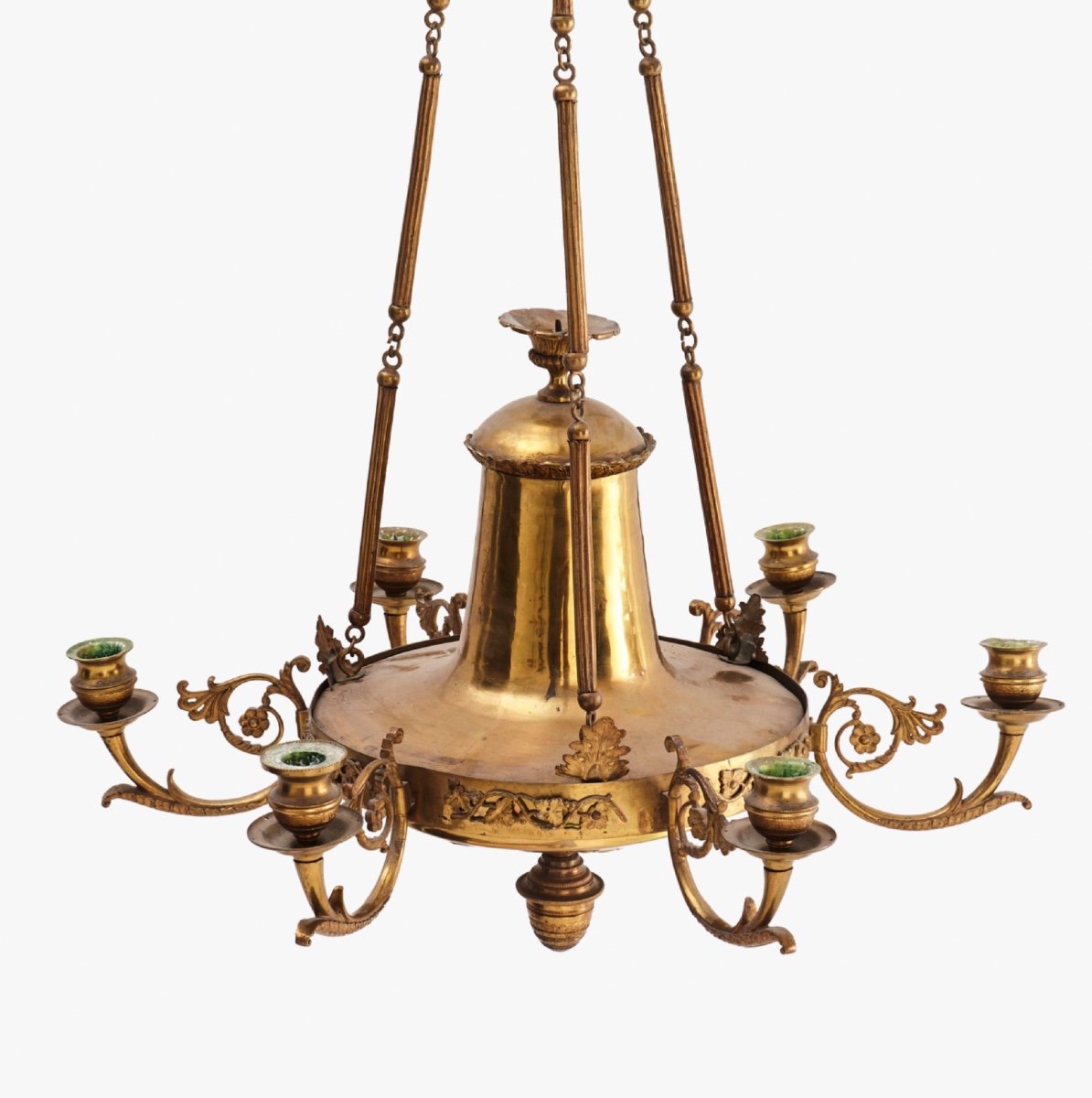 Empire Chandelier Gilt Bronze With Grape Motives , 6 Lights, Sweden Early 19th Century -photo-4