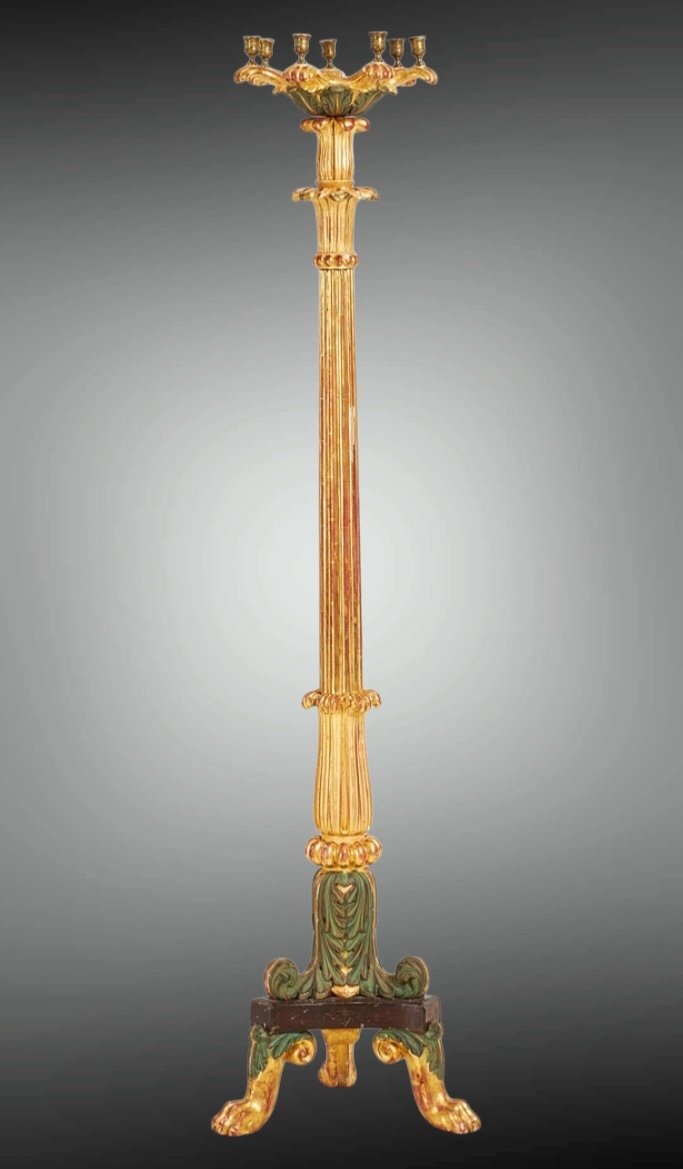 Torchère de Palais , Bois  Sculpté Doré et Patiné , Suède, époque Gustavienne 